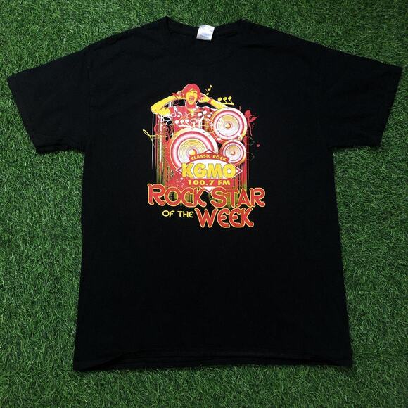 Men’s Black KGMO Rock Star of The Week Radio Graphic Tee - Picture 1 of 4